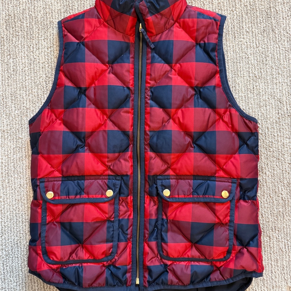 Rare! J. Crew Red and Navy Puffer Vest